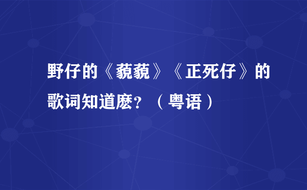 野仔的《藐藐》《正死仔》的歌词知道麽？（粤语）