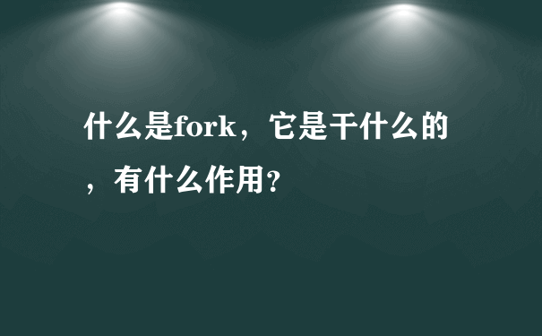 什么是fork，它是干什么的，有什么作用？