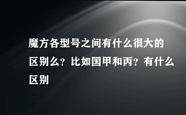 魔方各型号之间有什么很大的区别么？比如国甲和丙？有什么区别