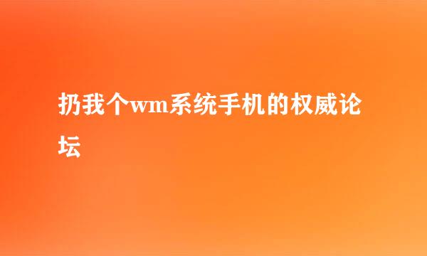 扔我个wm系统手机的权威论坛