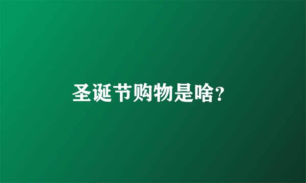 圣诞节购物是啥？