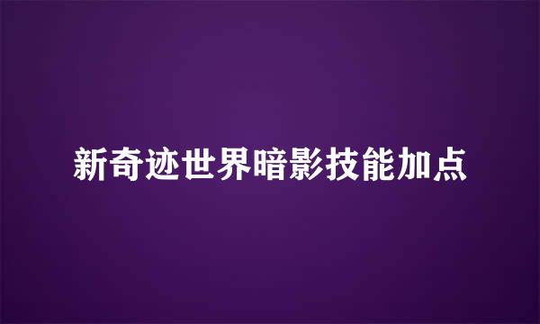 新奇迹世界暗影技能加点