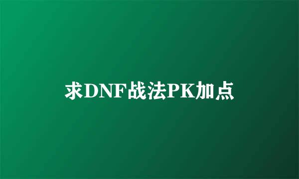 求DNF战法PK加点