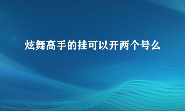 炫舞高手的挂可以开两个号么