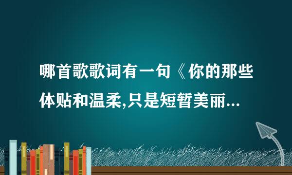 哪首歌歌词有一句《你的那些体贴和温柔,只是短暂美丽的冲动,爱过了以后全是梦》男的唱的