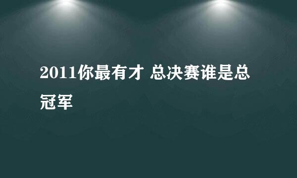 2011你最有才 总决赛谁是总冠军