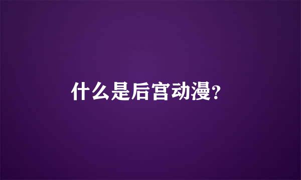 什么是后宫动漫？