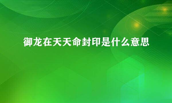 御龙在天天命封印是什么意思