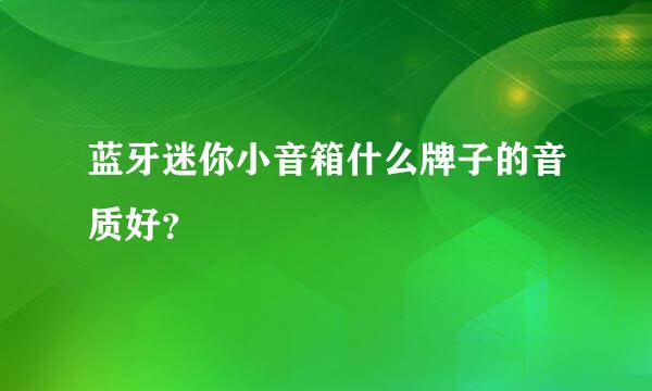 蓝牙迷你小音箱什么牌子的音质好？