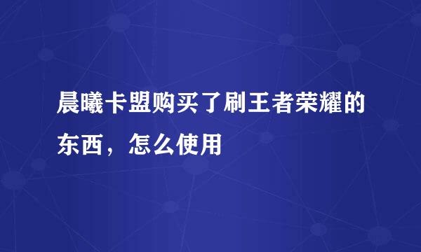 晨曦卡盟购买了刷王者荣耀的东西，怎么使用