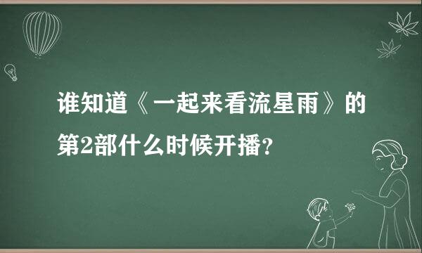 谁知道《一起来看流星雨》的第2部什么时候开播？