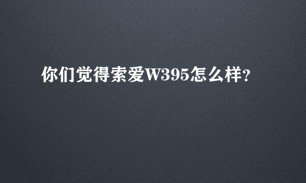 你们觉得索爱W395怎么样？