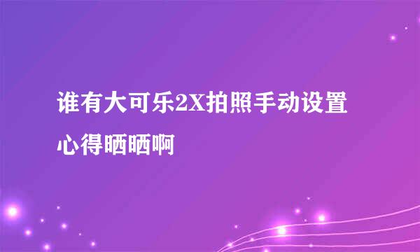 谁有大可乐2X拍照手动设置心得晒晒啊