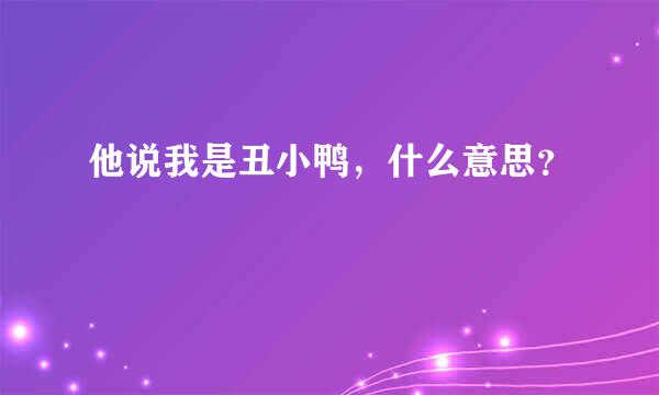 他说我是丑小鸭，什么意思？