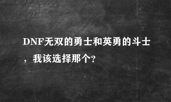 DNF无双的勇士和英勇的斗士，我该选择那个？