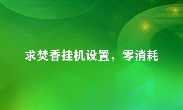 求焚香挂机设置，零消耗