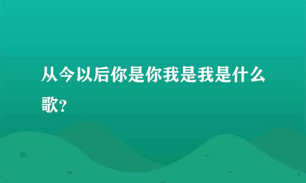 从今以后你是你我是我是什么歌？