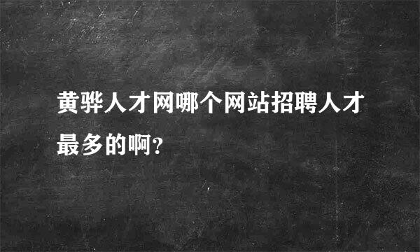 黄骅人才网哪个网站招聘人才最多的啊？