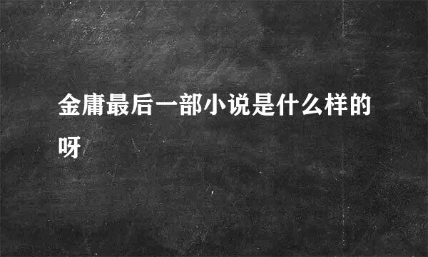 金庸最后一部小说是什么样的呀