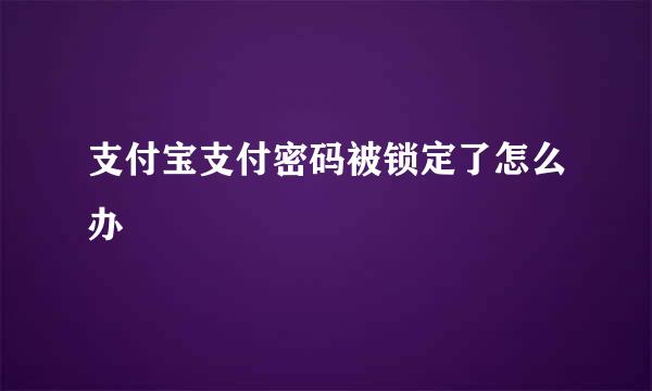 支付宝支付密码被锁定了怎么办