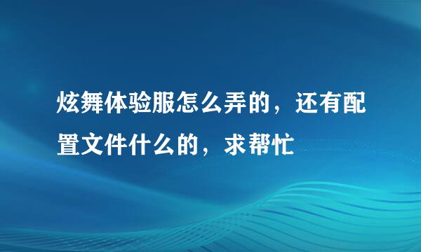 炫舞体验服怎么弄的，还有配置文件什么的，求帮忙