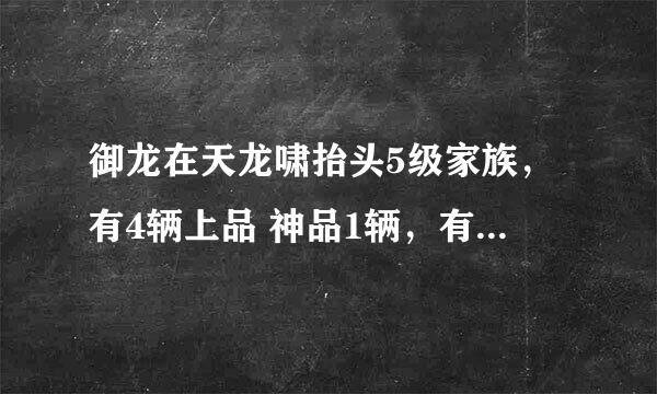 御龙在天龙啸抬头5级家族，有4辆上品 神品1辆，有琼浆玉液，能值多钱
