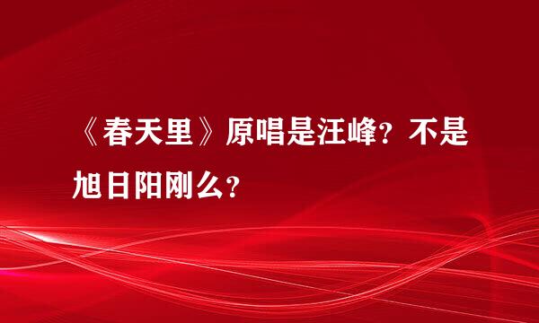 《春天里》原唱是汪峰？不是旭日阳刚么？