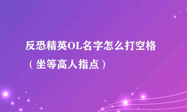 反恐精英OL名字怎么打空格（坐等高人指点）