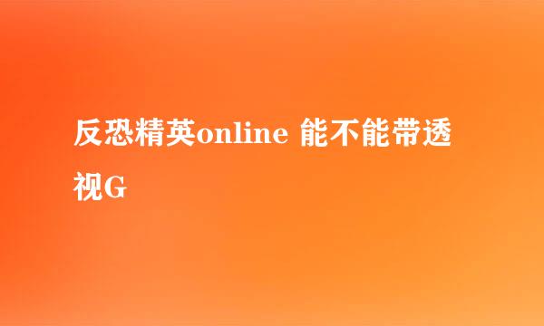 反恐精英online 能不能带透视G