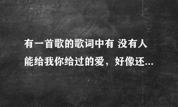 有一首歌的歌词中有 没有人能给我你给过的爱，好像还有一句 没有谁的爱更适合你的爱。歌名是什么呀