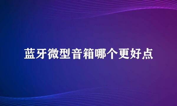 蓝牙微型音箱哪个更好点