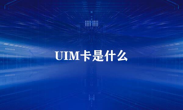 UIM卡是什么