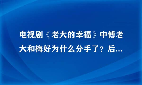 电视剧《老大的幸福》中傅老大和梅好为什么分手了？后来和好了么？