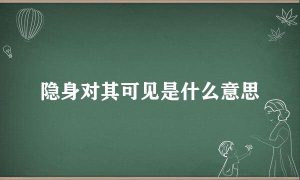 隐身对其可见是什么意思