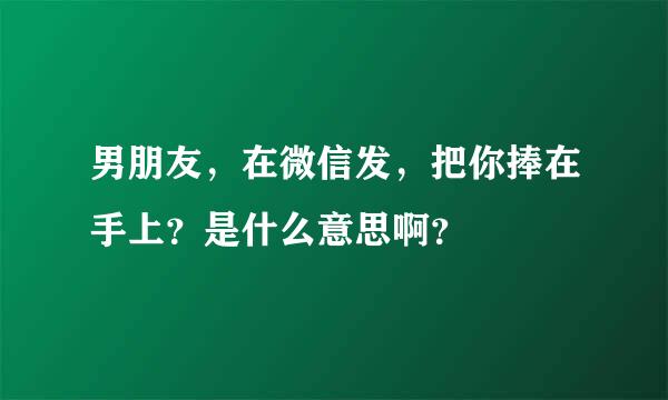 男朋友，在微信发，把你捧在手上？是什么意思啊？