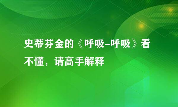 史蒂芬金的《呼吸-呼吸》看不懂，请高手解释