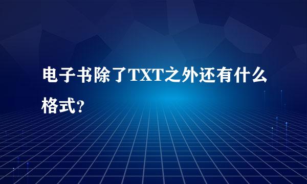 电子书除了TXT之外还有什么格式？