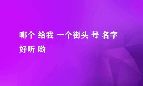 哪个 给我 一个街头 号 名字 好听 哟