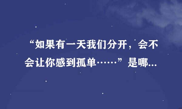 “如果有一天我们分开，会不会让你感到孤单……”是哪一首歌的歌词？知道的请告诉我下，谢谢！