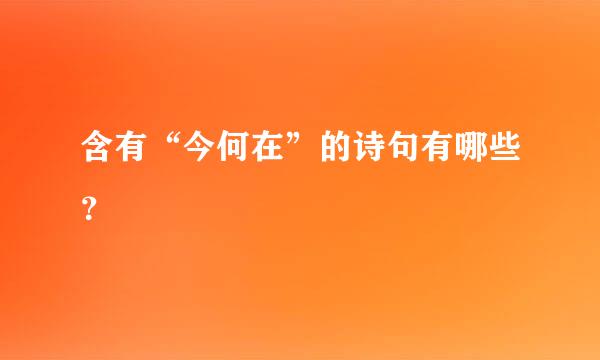 含有“今何在”的诗句有哪些？