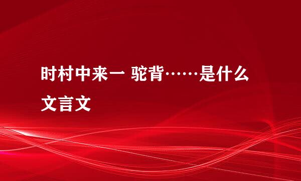 时村中来一 驼背……是什么文言文