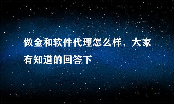 做金和软件代理怎么样，大家有知道的回答下