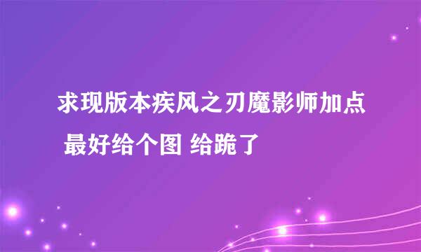 求现版本疾风之刃魔影师加点 最好给个图 给跪了