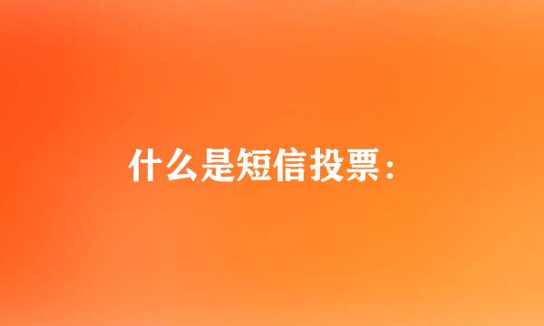 什么是短信投票：