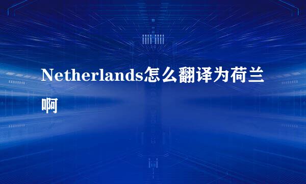 Netherlands怎么翻译为荷兰啊