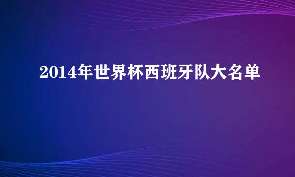 2014年世界杯西班牙队大名单