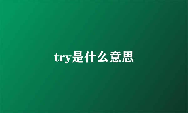 try是什么意思