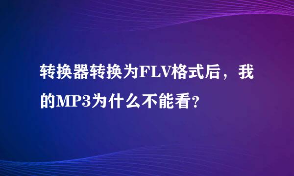 转换器转换为FLV格式后，我的MP3为什么不能看？