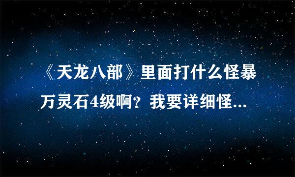 《天龙八部》里面打什么怪暴万灵石4级啊？我要详细怪物的名称