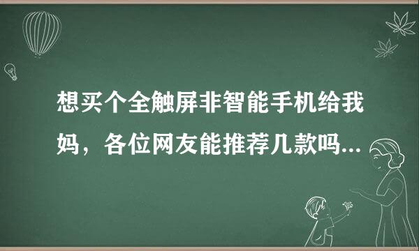 想买个全触屏非智能手机给我妈，各位网友能推荐几款吗？？先在此拜谢！